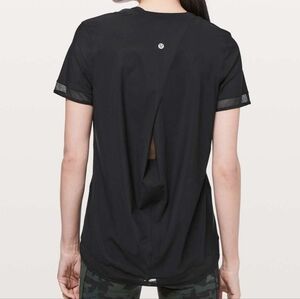 Lululemon Serve Up Some Sun Short Sleeve Mesh Trim Cutout Back Black 2